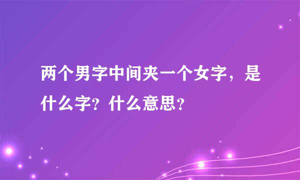 两个男字中间夹一个女字，是什么字？什么意思？