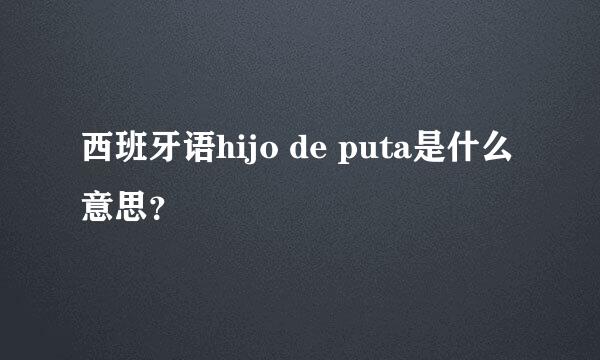 西班牙语hijo de puta是什么意思？