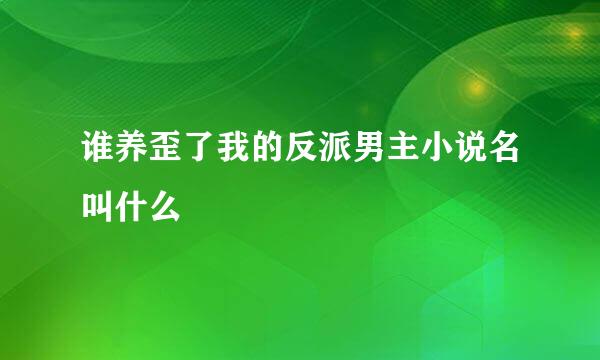 谁养歪了我的反派男主小说名叫什么