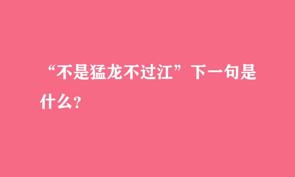 “不是猛龙不过江”下一句是什么？