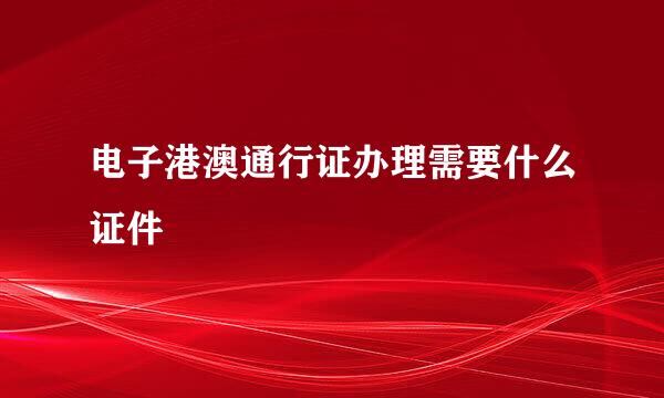 电子港澳通行证办理需要什么证件