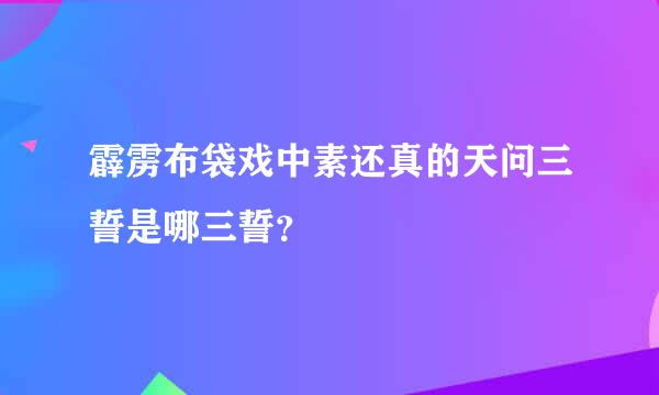 霹雳布袋戏中素还真的天问三誓是哪三誓？