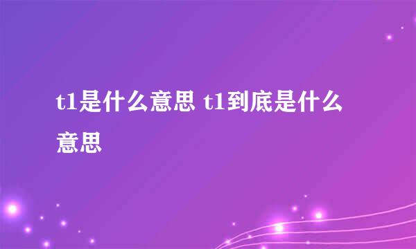 t1是什么意思 t1到底是什么意思