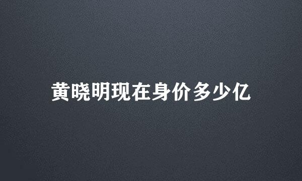 黄晓明现在身价多少亿