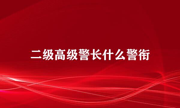 二级高级警长什么警衔