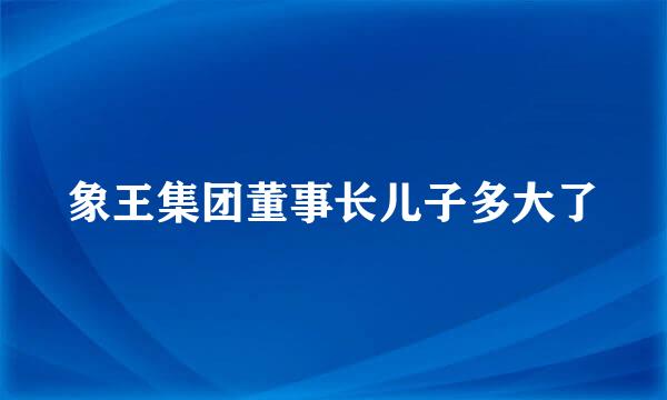 象王集团董事长儿子多大了