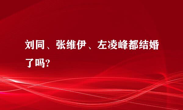 刘同、张维伊、左凌峰都结婚了吗?