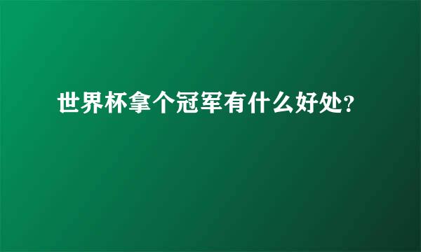 世界杯拿个冠军有什么好处？