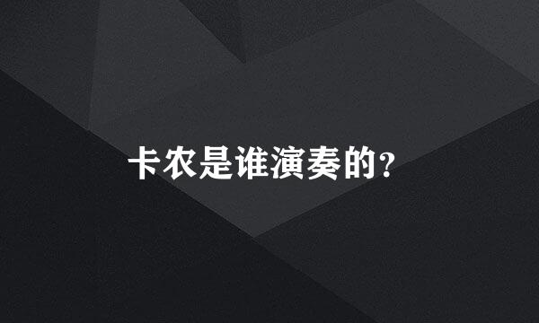 卡农是谁演奏的？