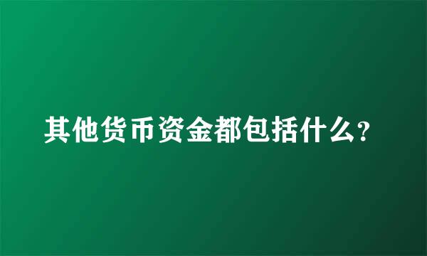 其他货币资金都包括什么？