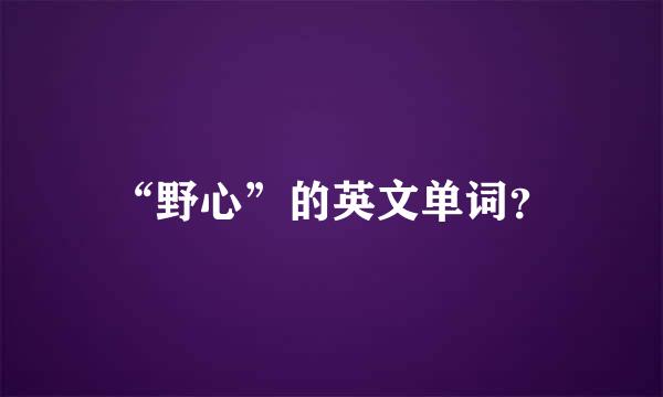 “野心”的英文单词？