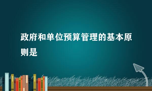 政府和单位预算管理的基本原则是