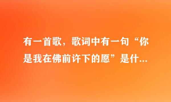 有一首歌，歌词中有一句“你是我在佛前许下的愿”是什么歌啊？有完整的歌词吗？