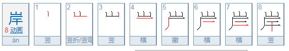 岸字的偏旁是？