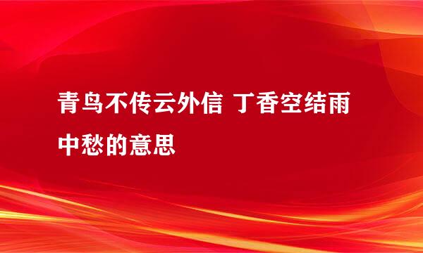 青鸟不传云外信 丁香空结雨中愁的意思