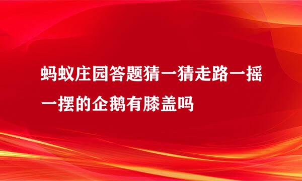 蚂蚁庄园答题猜一猜走路一摇一摆的企鹅有膝盖吗