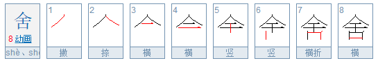 舍的偏旁部首是什么