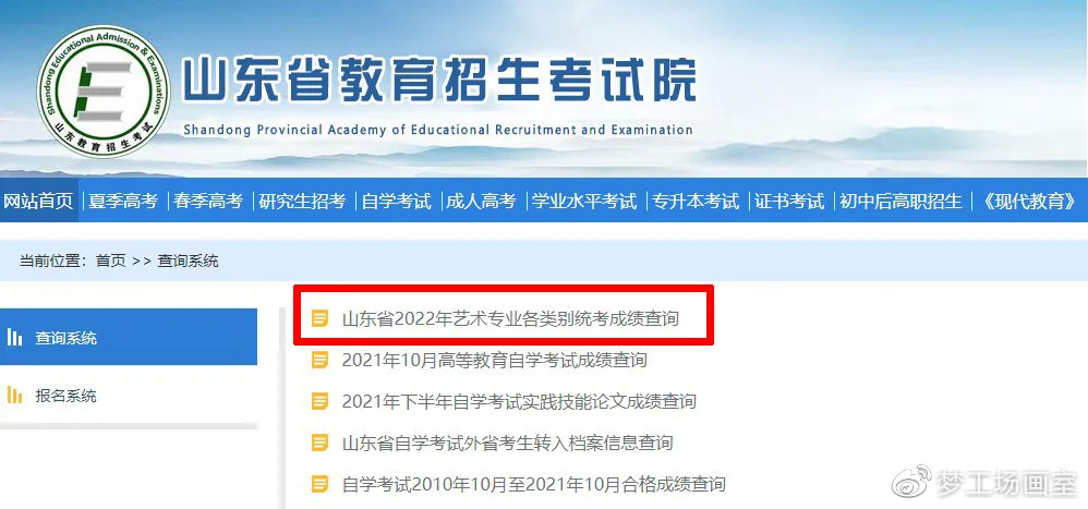 山东省美术联考成绩在哪查