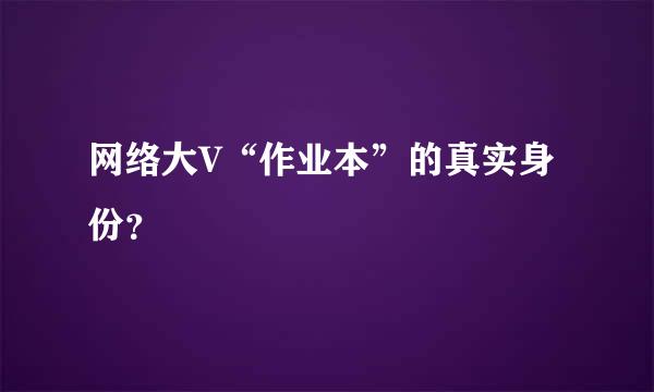 网络大V“作业本”的真实身份？