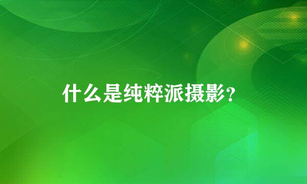 什么是纯粹派摄影？