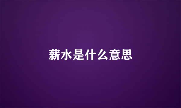 薪水是什么意思