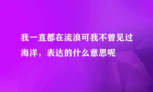 我一直都在流浪可我不曾见过海洋，表达的什么意思呢