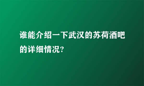 谁能介绍一下武汉的苏荷酒吧的详细情况?