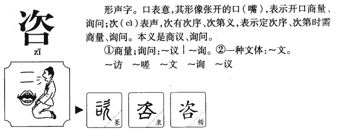 咨组词10个