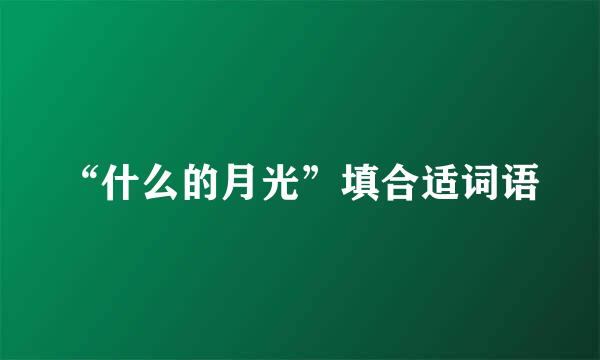 “什么的月光”填合适词语