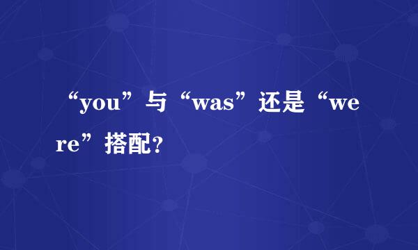 “you”与“was”还是“were”搭配？