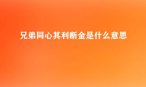 兄弟同心其利断金是什么意思