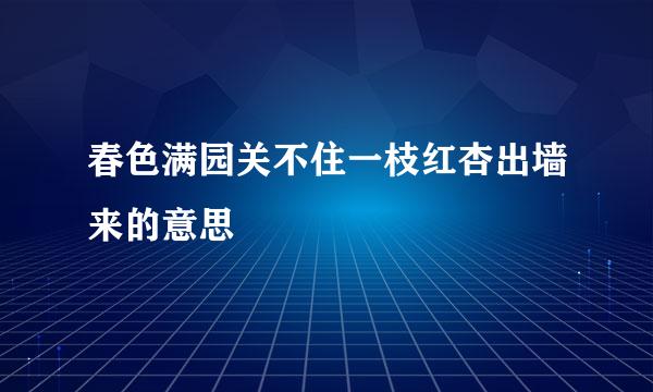 春色满园关不住一枝红杏出墙来的意思