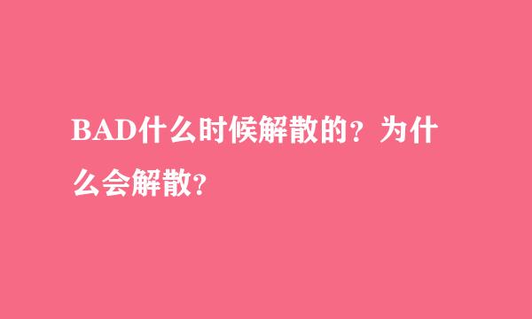 BAD什么时候解散的？为什么会解散？