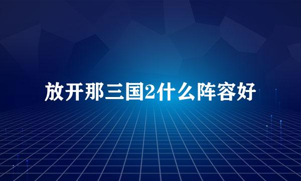 放开那三国2什么阵容好