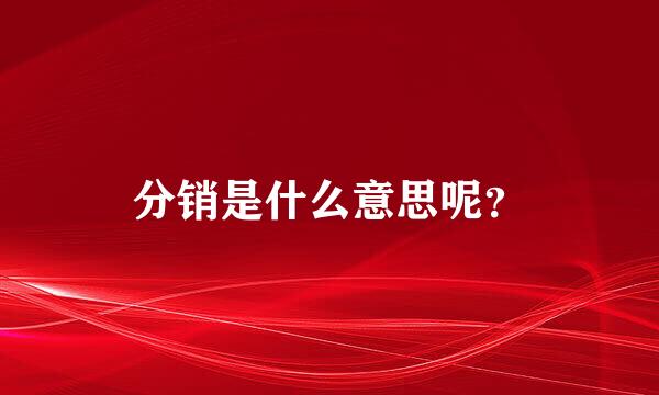 分销是什么意思呢？