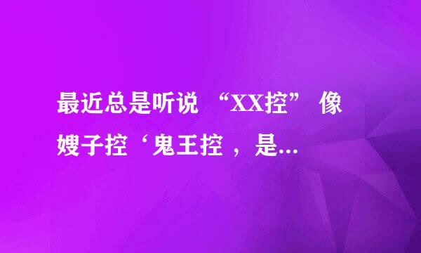 最近总是听说 “XX控” 像 嫂子控‘鬼王控 ，是什么意思啊