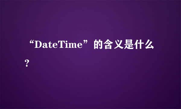 “DateTime”的含义是什么？