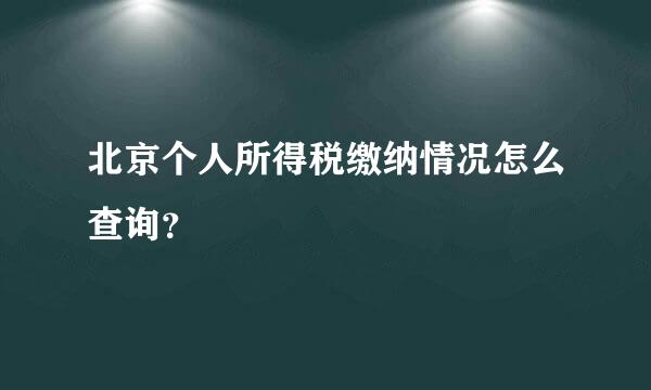 北京个人所得税缴纳情况怎么查询？