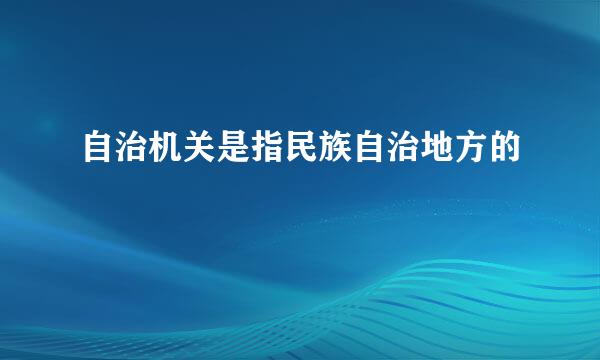 自治机关是指民族自治地方的