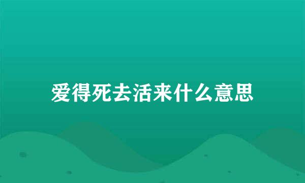 爱得死去活来什么意思