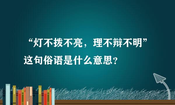 “灯不拨不亮，理不辩不明”这句俗语是什么意思？