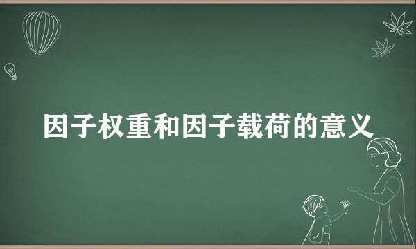 因子权重和因子载荷的意义