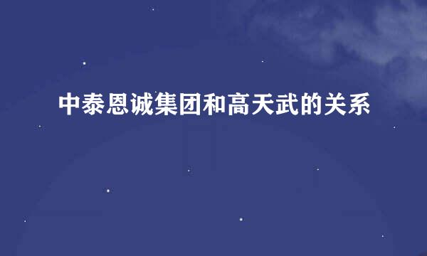 中泰恩诚集团和高天武的关系