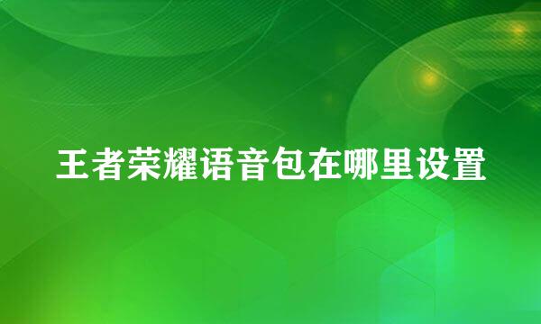 王者荣耀语音包在哪里设置