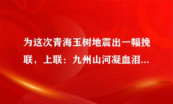 为这次青海玉树地震出一幅挽联，上联：九州山河凝血泪；下联是什么？（快啊）