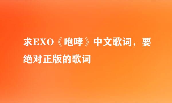 求EXO《咆哮》中文歌词，要绝对正版的歌词