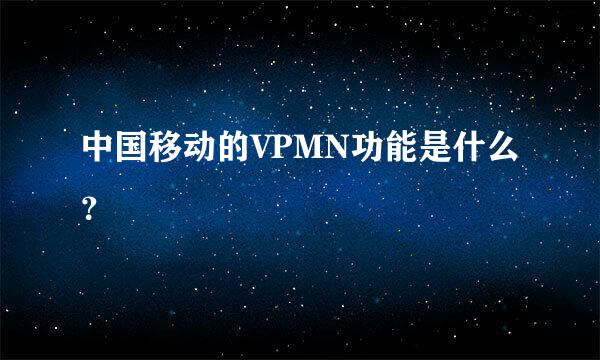 中国移动的VPMN功能是什么？