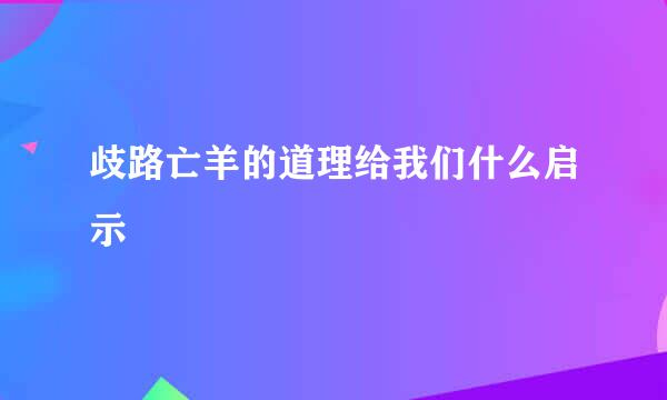 歧路亡羊的道理给我们什么启示