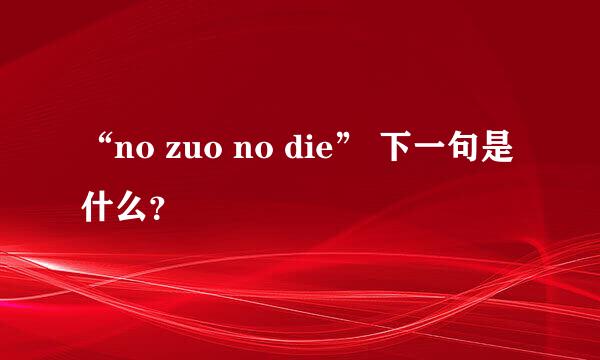 “no zuo no die” 下一句是什么？