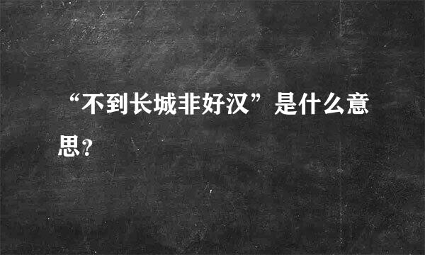 “不到长城非好汉”是什么意思？